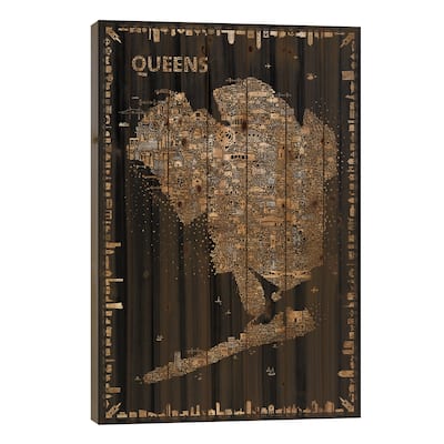 Glam New York Collection-Queens Print On Wood by Rafael Esquer - Multi-Color