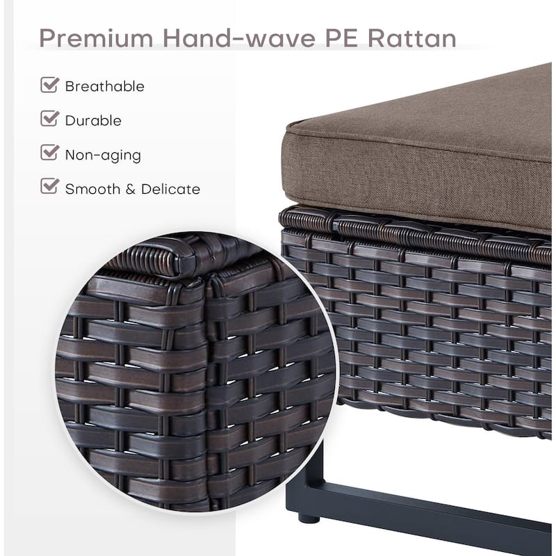 Gymojoy Outdoor Rattan Wicker Ottoman Seat