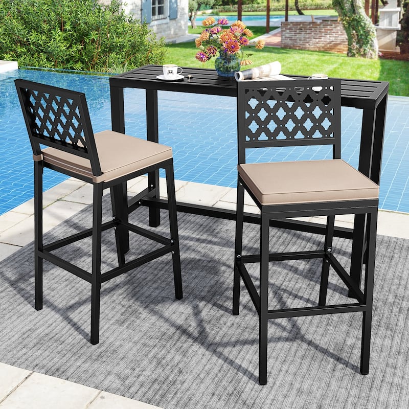 Gymax 4 PCS Outdoor Bar Stools Counter Height Barstools w/ Removable