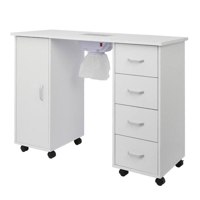 4 Removable Drawers Professional Nail Table with Fan White