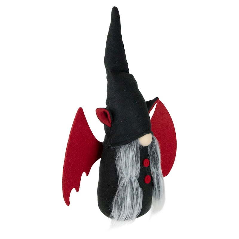 17" Black and Red Halloween Girl Gnome with Bat Wings
