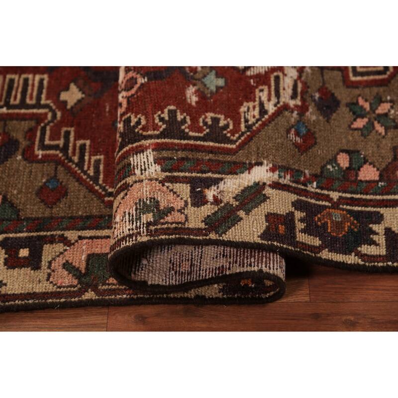 Red Geometric Bakhtiari Persian Rug Handmade Wool Carpet - 4'7" x 6'6"