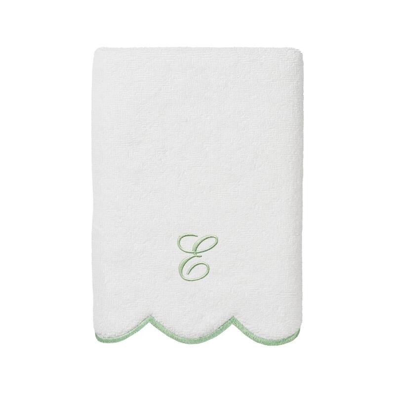 Authentic Hotel and Spa 100% Turkish Cotton Green ADORNIA Scallop Personalized 3 Piece Towel Set - 3 Piece Set