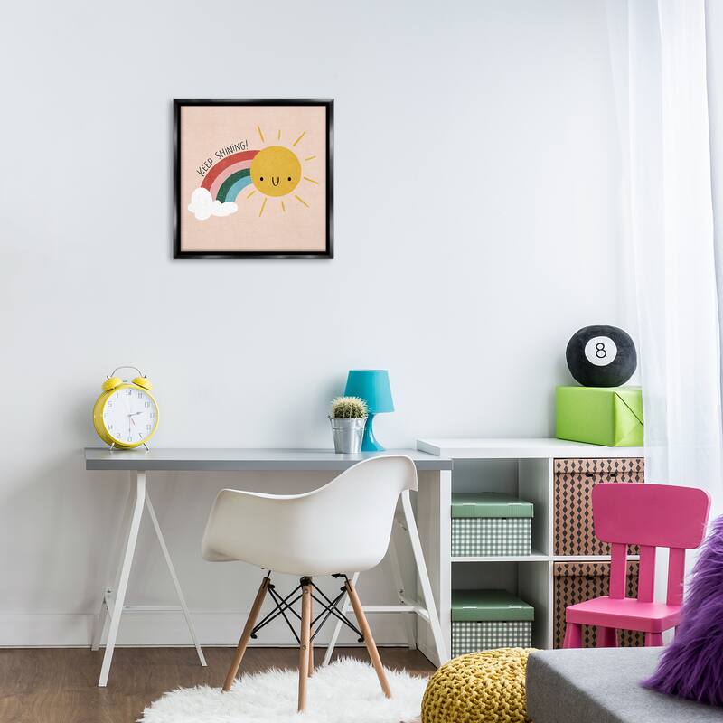Stupell Keep Shining Inspirational Rainbow Framed Floater Canvas Wall Art Design By Sarah Hickman