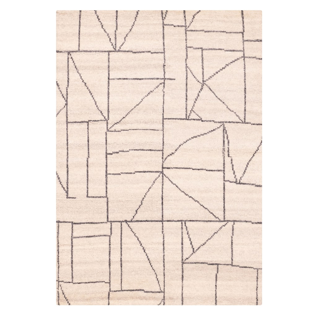 ECARPETGALLERY Hand-knotted Tangier Light Khaki Wool Rug - 5'4 x 7'7