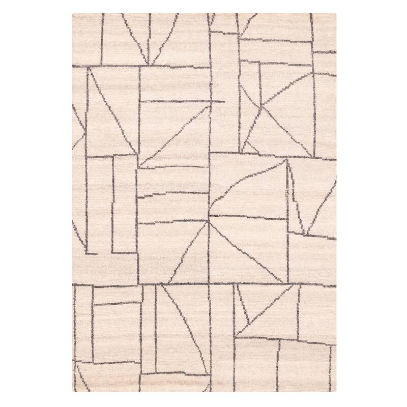 ECARPETGALLERY Hand-knotted Tangier Light Khaki Wool Rug - 5'4 x 7'7
