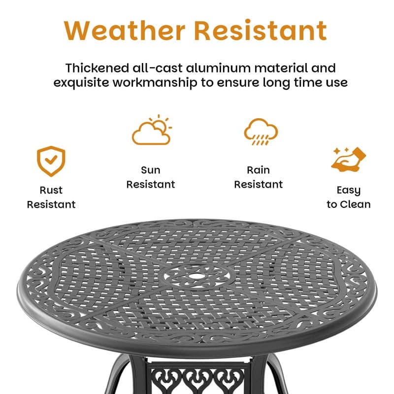 5-Piece Aluminum Round Outdoor Patio Dining Set, 4 Cushioned Swivel Chairs, Table, All-Weather Frames