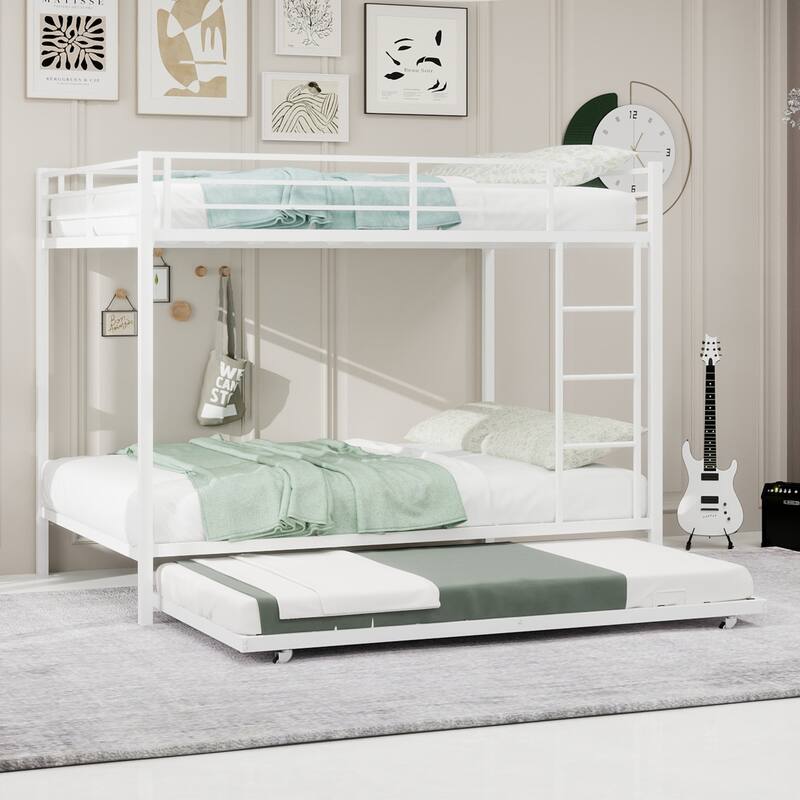 Durable Square Tube Iron Bunk Bed Featuring Safety Rails