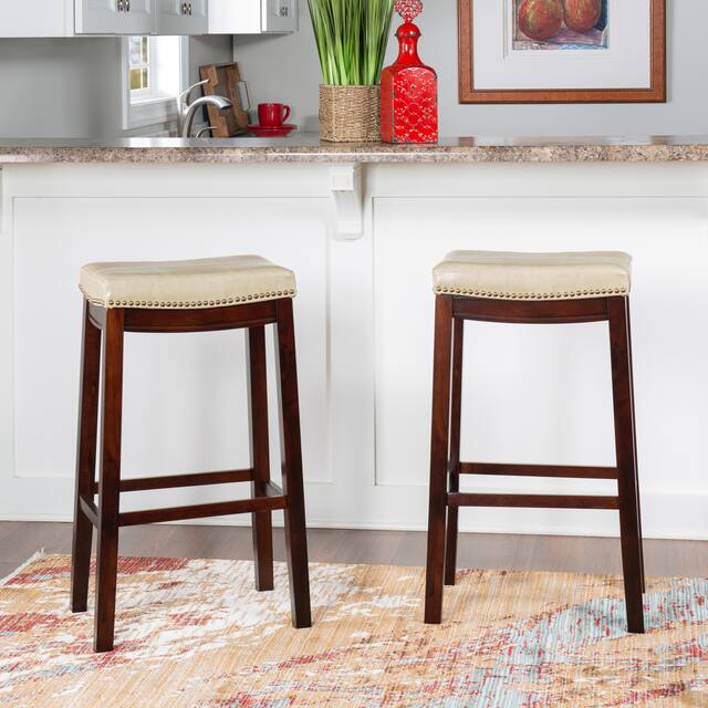 Copper Grove Ghindesti Beige Faux Leather 32-inch Bar Stool