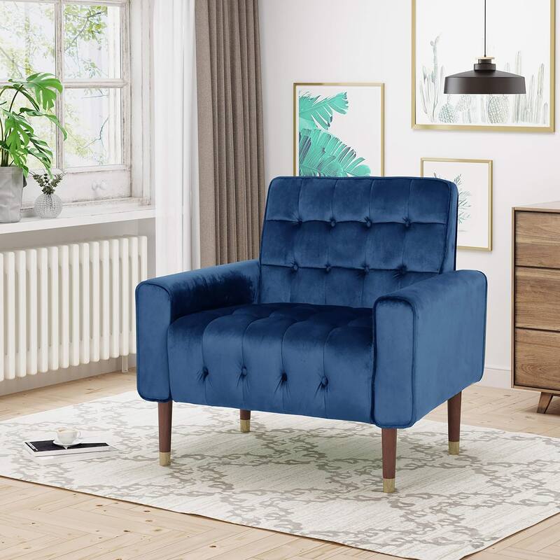 33" Velvet Button Tufted Arm Chair