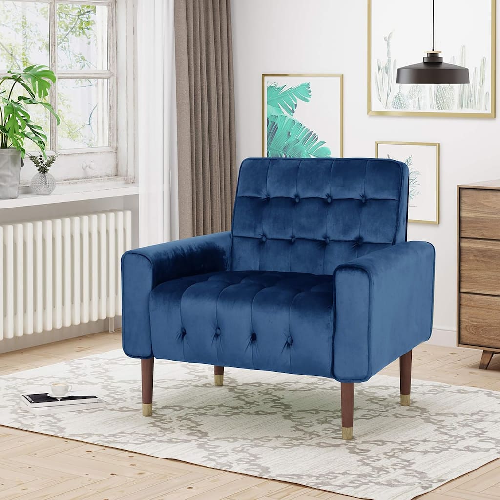 33" Velvet Button Tufted Arm Chair