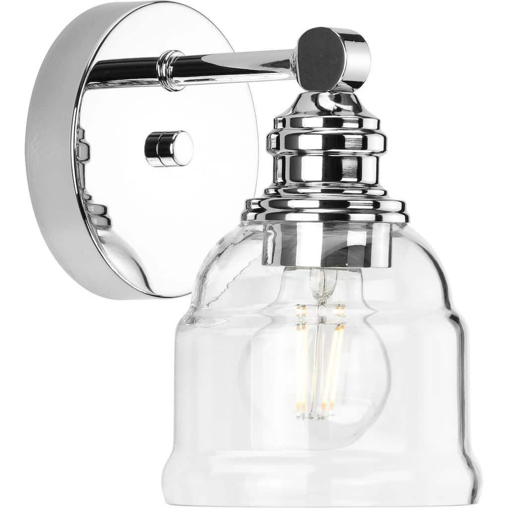 Ambrose Collection One-Light Chrome Clear Glass Bath Vanity Light - 5 in x 6.5 in x 7.88 in