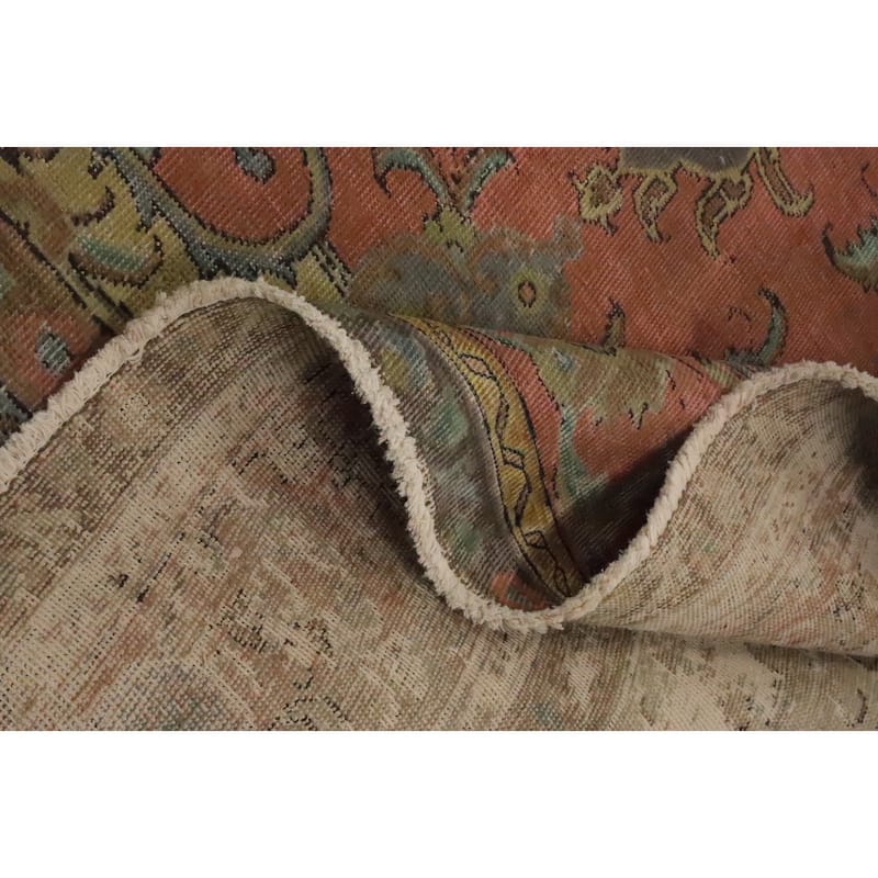 Hand Knotted Oriental 100% Wool Carpet Traditional Floral Oranges & Rust Tabriz Area Rug - 12' 8'' X 9' 4''