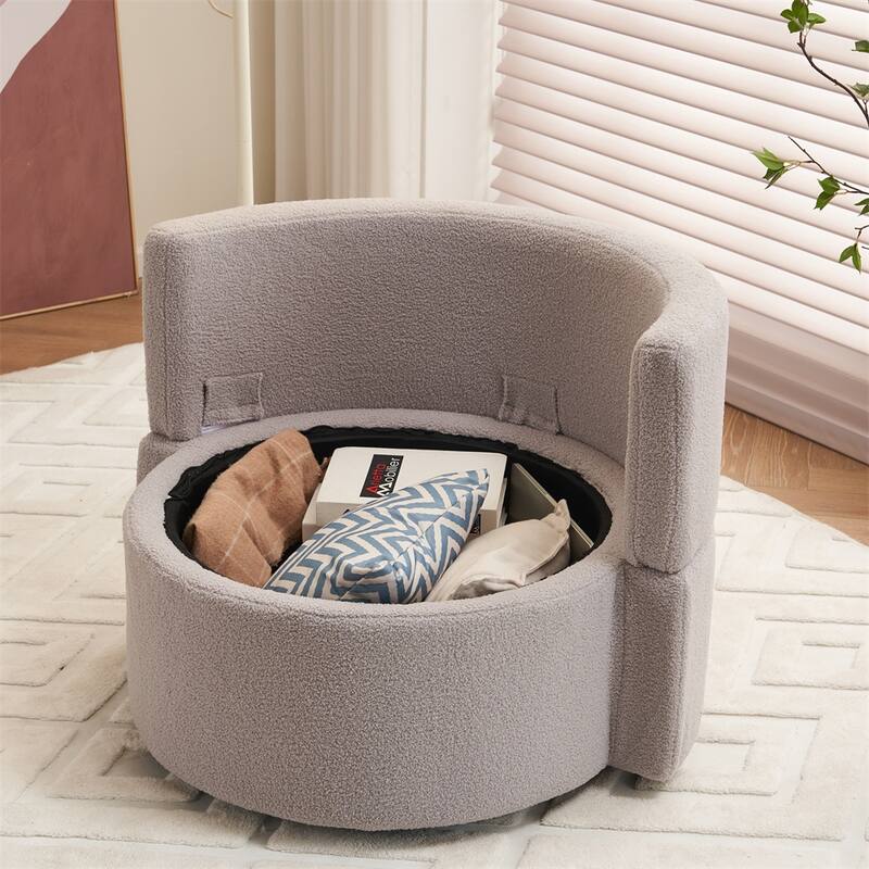 Teddy Fabric Swivel And Storage Chair w/Back Cushion For Living Room