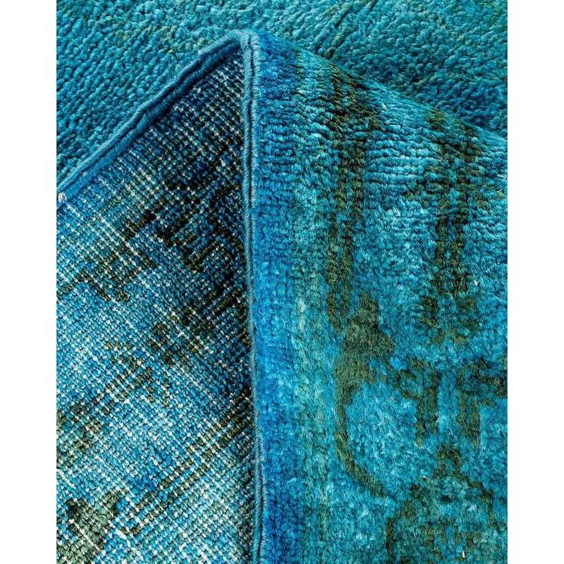 Overton Hand Knotted Wool Vintage Inspired Modern Contemporary Overdyed Blue Area Rug - 3' 2" x 5' 6"