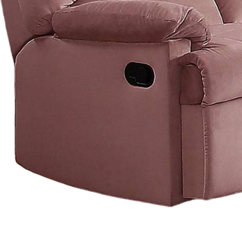 Karry Manual Recliner Loveseat, Blush Pink Velvet, Solid Wood, 53 Inch