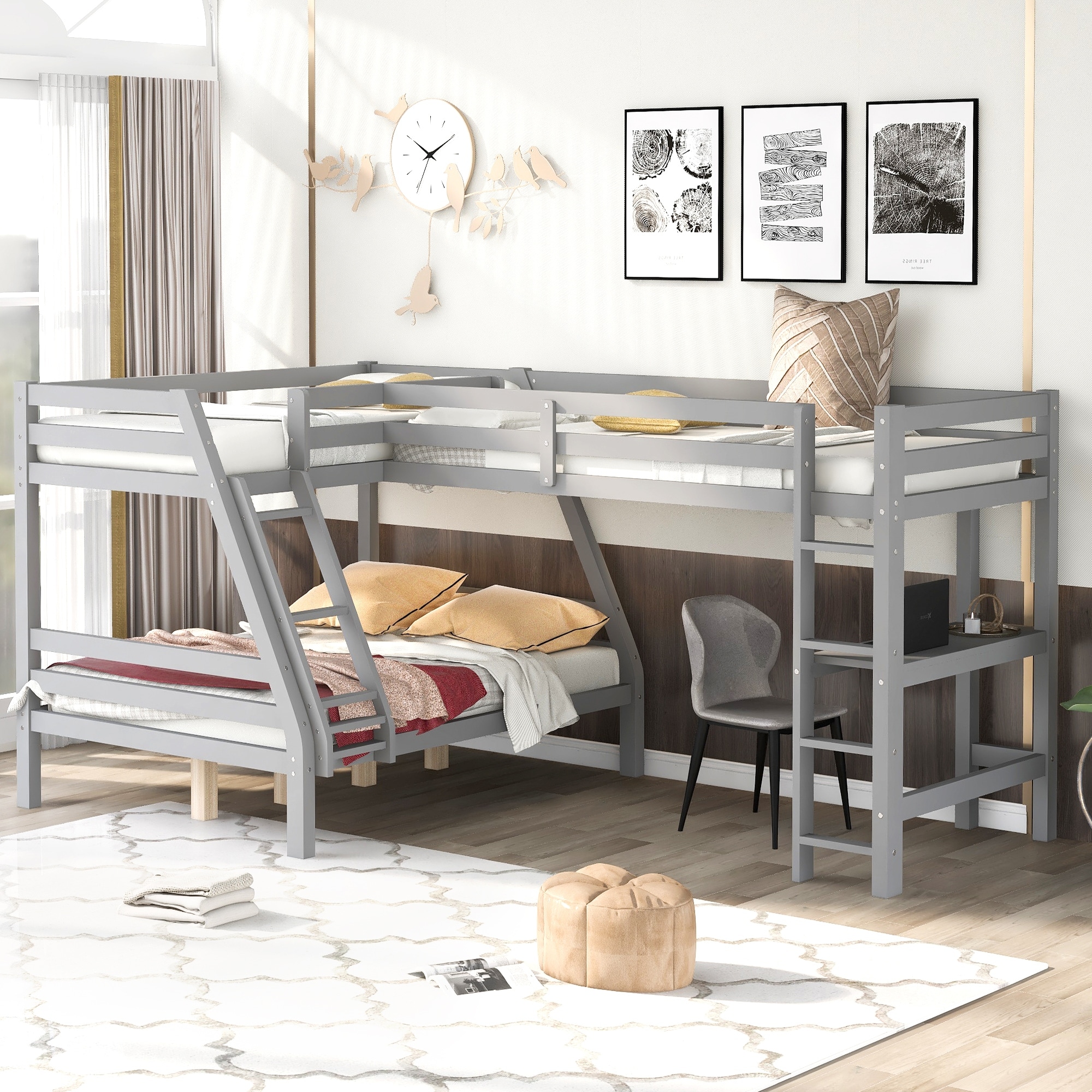 L shaped full sales bunk beds