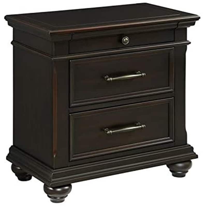 3 Drawer Nightstand with USB Ports - Black Bedside Table Organizer - Modern Bedroom Furniture - 28" Height