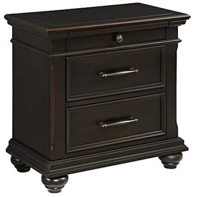 3 Drawer Nightstand with USB Ports - Black Bedside Table Organizer - Modern Bedroom Furniture - 28" Height