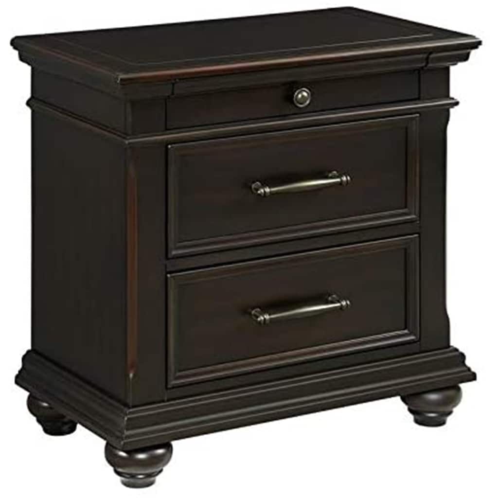 3 Drawer Nightstand with USB Ports - Black Bedside Table Organizer - Modern Bedroom Furniture - 28" Height
