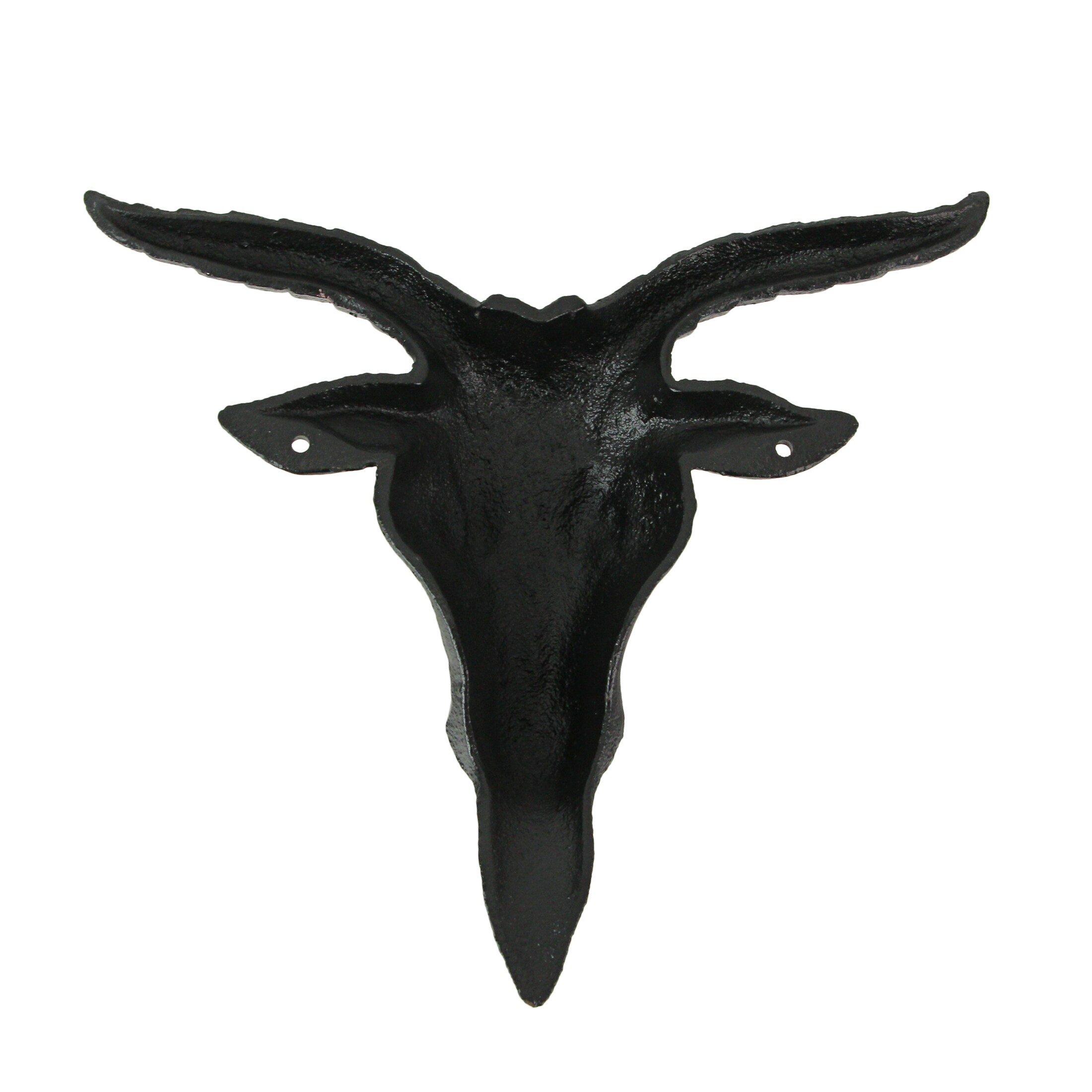 Zeckos Black Cast Iron Baphomet Goat Head Wall Mounted Resin