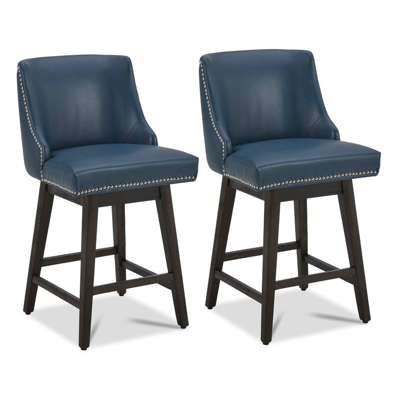Spruce & Spring Oliver Counter Height Swivel Barstool Set - Set of 2 - Blue - Bar Height