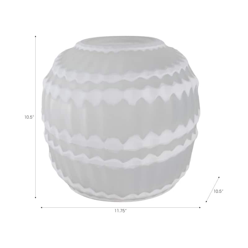 Glass Vase Carved Vertical Strips Pattern Finish Centerpiece Tabletop