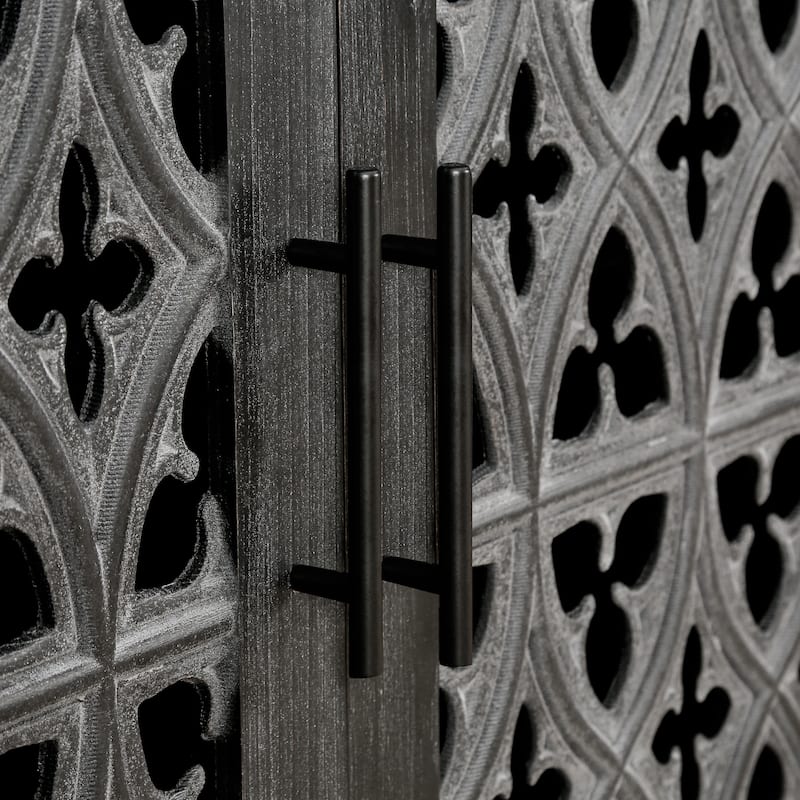 59.8" Hollow Carved 4-Door Antique Sideboard Buffet Cabinet, American Country Style Storage Console for Living Room