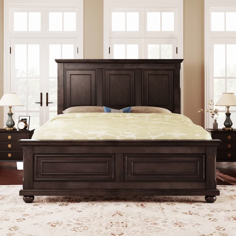 Traditional Town and Country Style Pinewood Vintage King Bed Frame