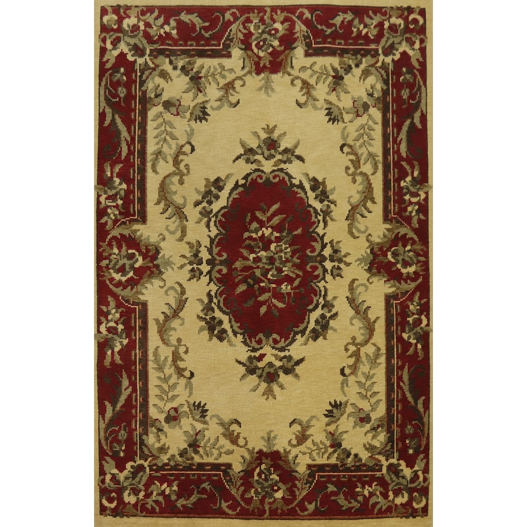 Victorian Style Floral Indian Area Rug 7x10 - 9' 7'' X 6' 7''