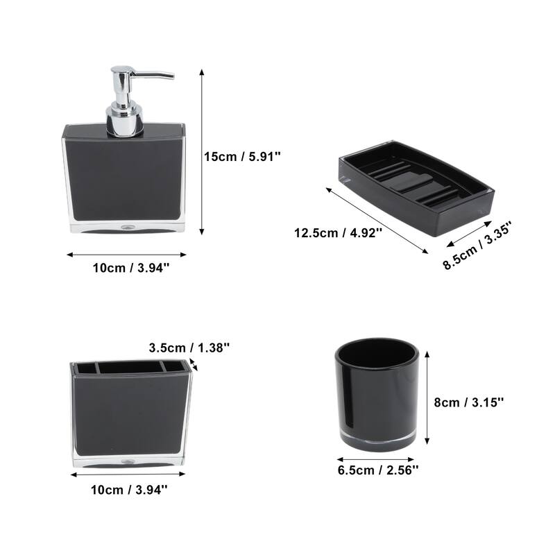 1 Set Lightweight Bathroom Accessories Set for Bathroom Vanities - Black
