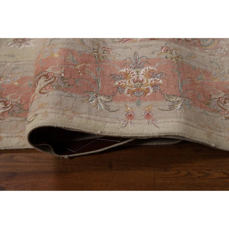 Wool & Silk Tabriz Persian Area Rug Hand-Knotted Floral Carpet - 6'6"x 9'8"