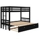preview thumbnail 4 of 7, Espresso Twin over Pull-out Wood Bunk Bed with Extendable Bottom Bed and Trundle, High Rails, Reversible Ladder