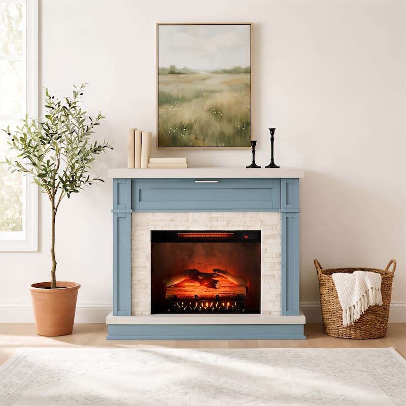 Ephersyn Electric Fireplace with Flame Effect - Blue