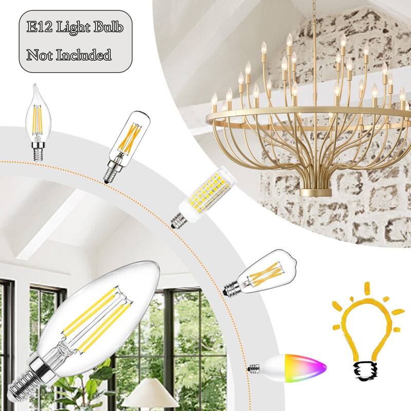 Modern Farmhouse Candle Chandelier Black Large Wagon Wheel Chandeliers