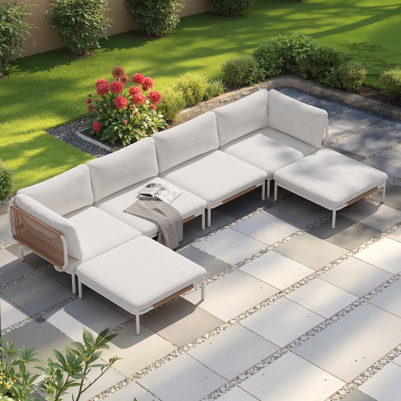 Outdoor Patio Cushion Sectional Sofa Set Furniture DIY Free Combination Set