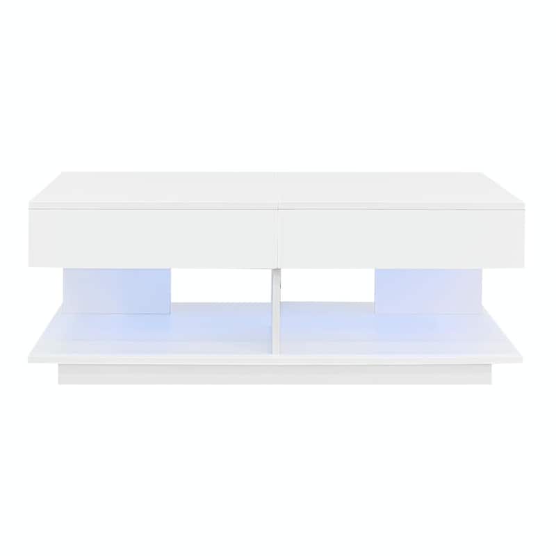 41.3''-76.7'' Extendable Coffee Table, Efficient Central Coffee Table with Multiple Storage Compartments
