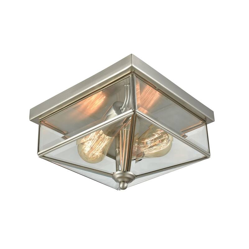Elk Home Lankford Brushed Nickel With Clear Glass 2 Light Flush Mount