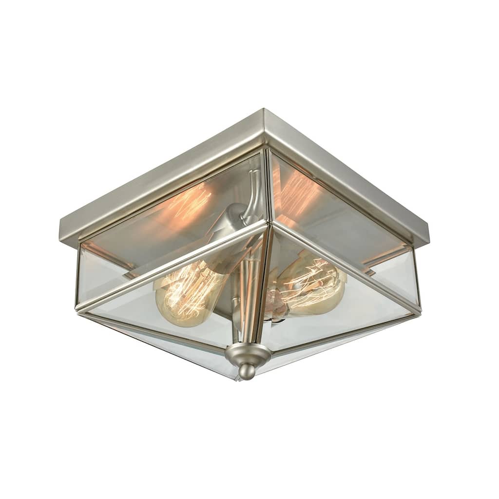 Elk Home Lankford Brushed Nickel With Clear Glass 2 Light Flush Mount