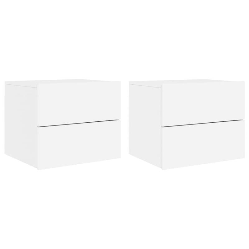 vidaXL Wall-mounted Bedside Cabinet Set of 2 White Engineered wood - 15.4 x 19.7 x 16.1 in
