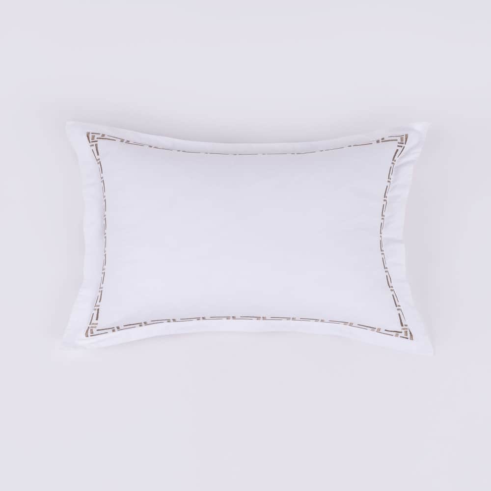 Ellis Cotton Sateen, White/Mushroom, Duvet Cover or Sham