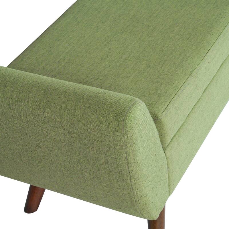 HomePop Modern Sherpa Storage Bench with Wood Legs - Cream