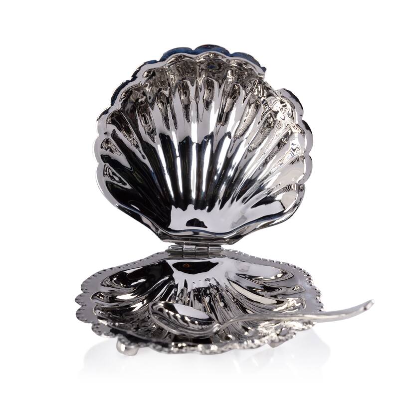 Cap Ferrat Fan Shell Lidded Bowl w/ Spoon