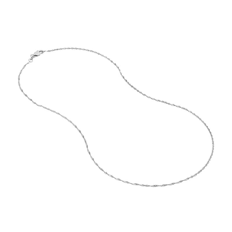 Curata 14k White Gold 1.15mm Singapore Chain Necklace (Lobster)