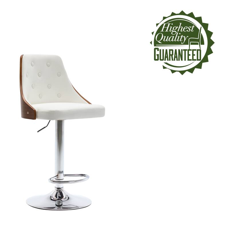 Porthos Home Trey Bar Stool, PU Leather, Chrome Base