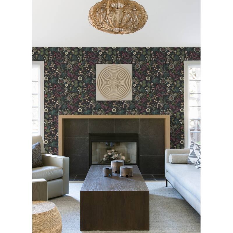 A-Street Prints Marilyn Black Floral Trail Wallpaper