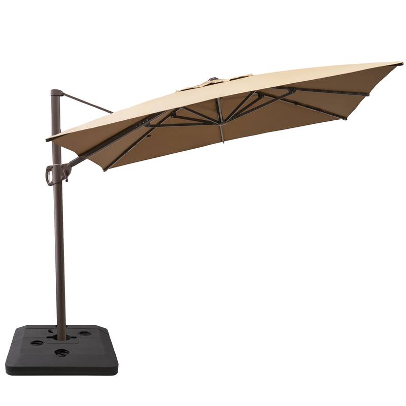 11 x 9 FT Outdoor Aluminum Patio Offset Cantilever Umbrella with Base
