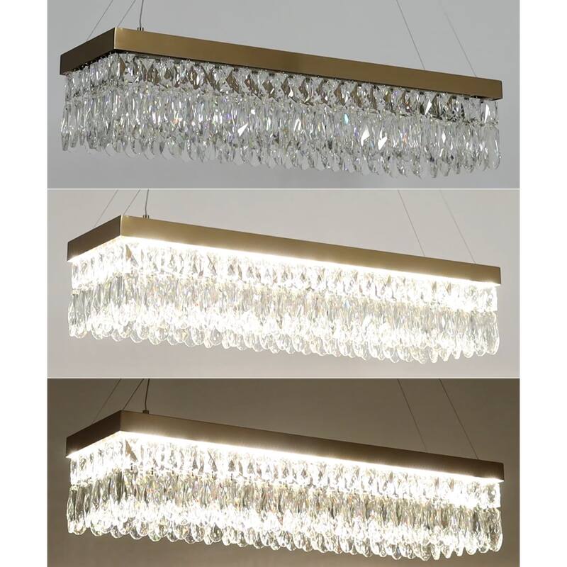Modern LED Crystal Chandelier Island Lights for Kitchen Island - Gold