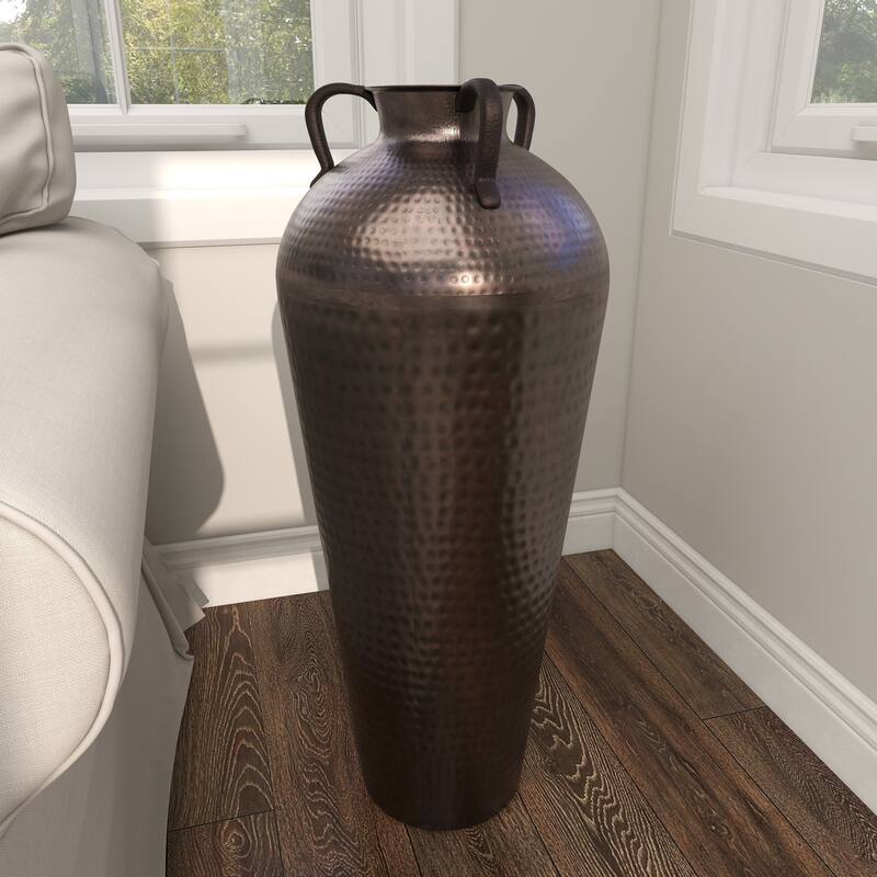 Bronze Hammered Solid Iron Jug Floor Vase
