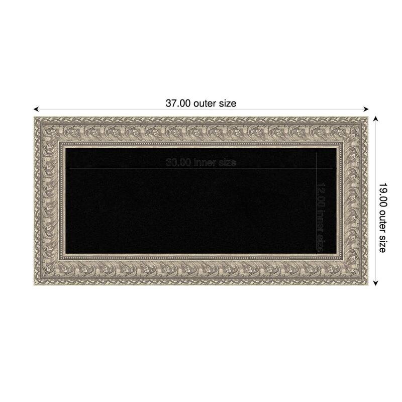 Sydney Silver Framed Cork Board - Bulletin Board, Organization Board, Pin Board - Black - 37 x 19 in